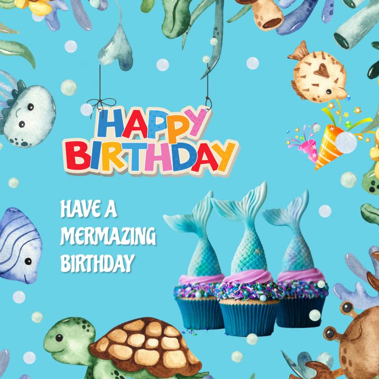 Happy Birthday Mermaid Cards