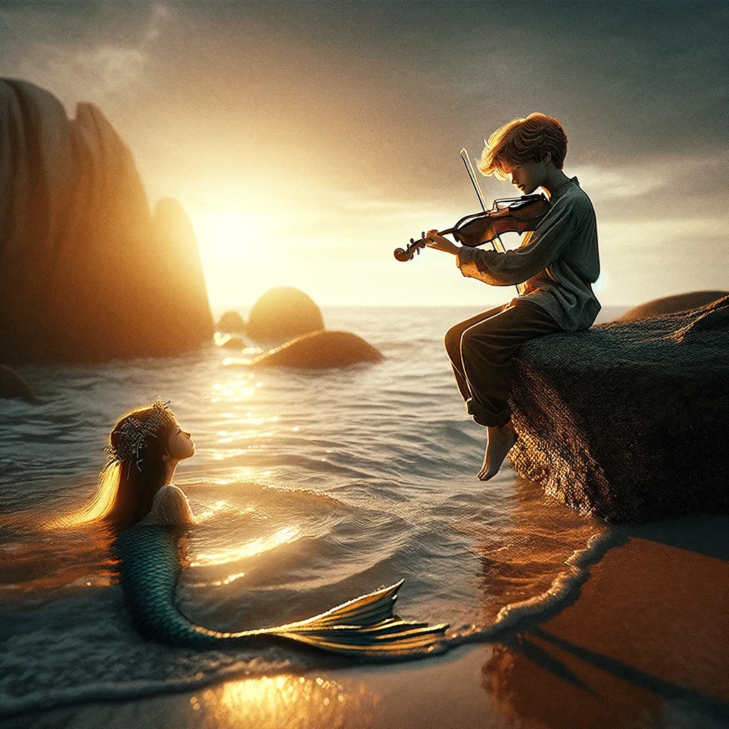 merman playing violin